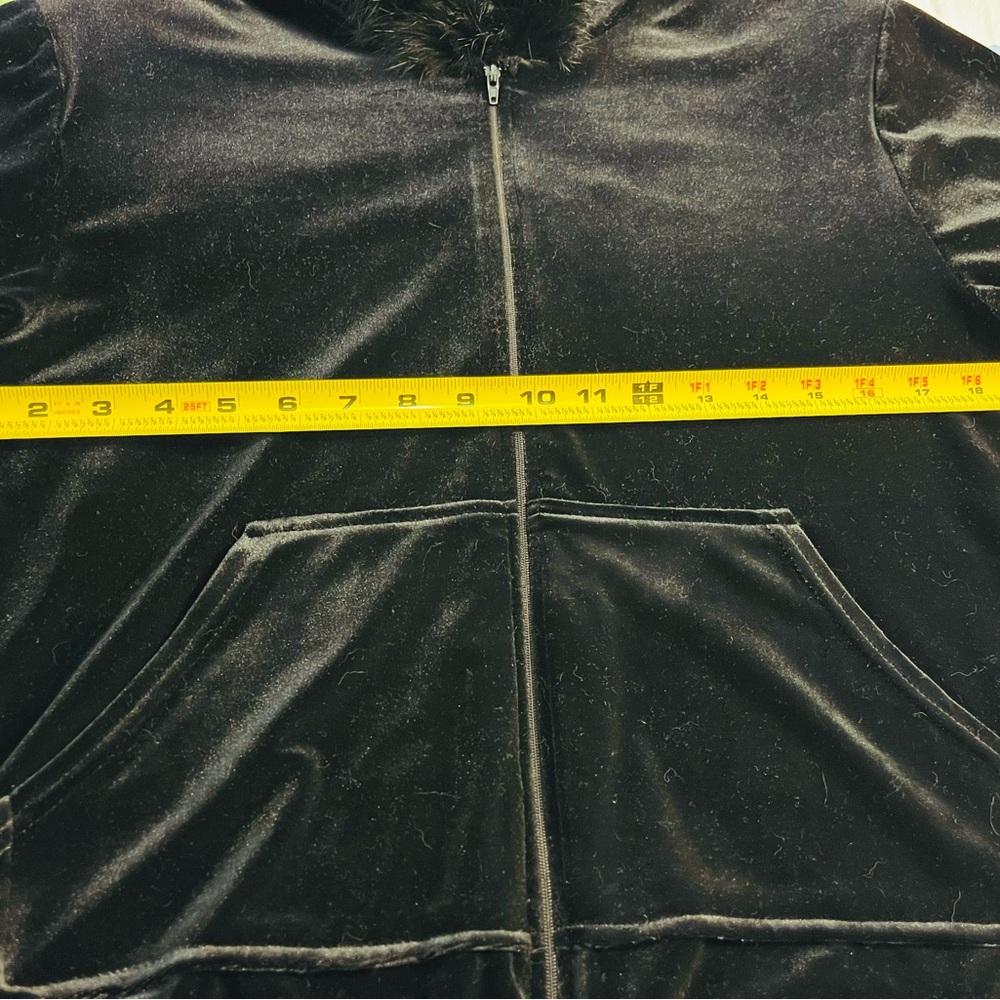 Jasmine Black Velvet Teddy Jacket with Genuine Fur Trim Upscale Loungeware - Picture 13 of 15